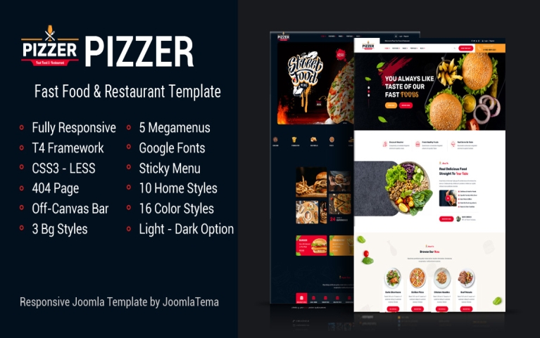 Pizzer - Fast Food & Restaurant Joomla Template