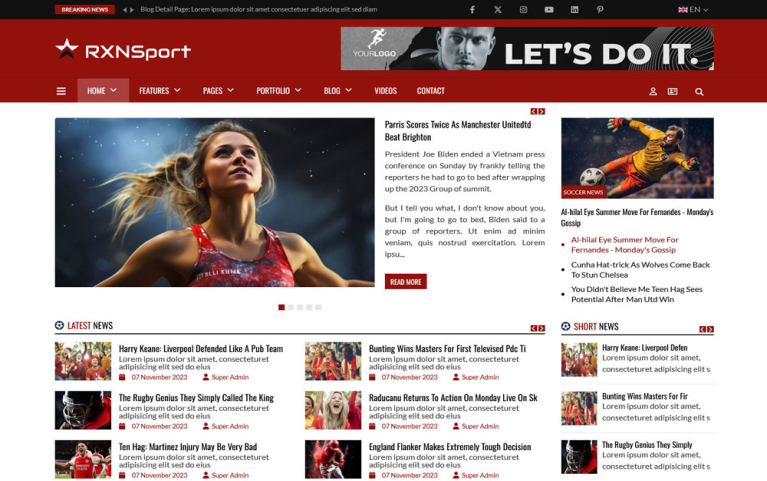 Rxnsport Joomla Sports and Sport News Template